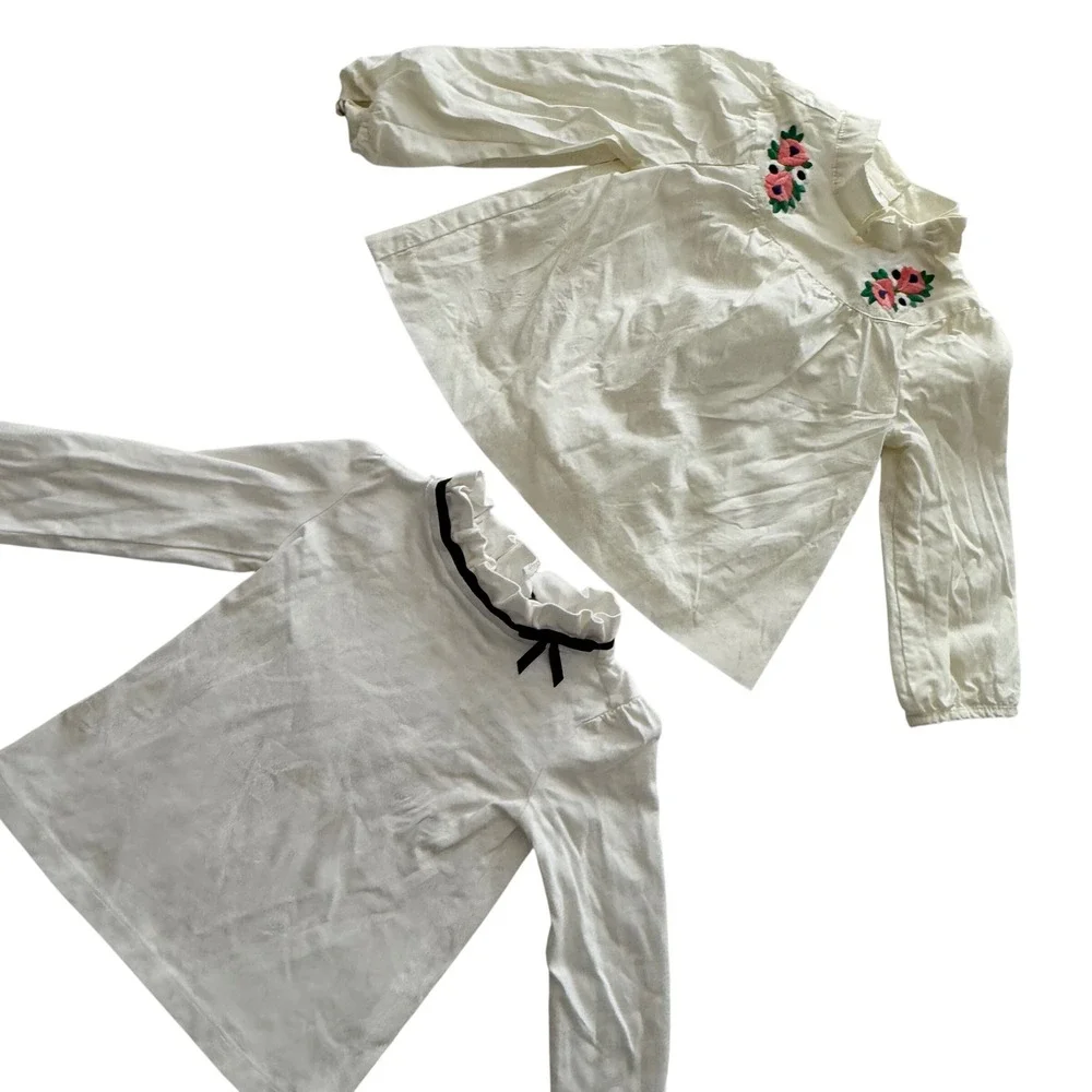Janie and Jack Toddler Girls Tops Lot 18-24‎ Months Floral Embroidered Ruffle